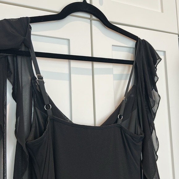 Pretty Garden Black Ruffle Bodycon Maxi Cocktail Sleeveless Dress Size S NWT - Picture 7 of 16